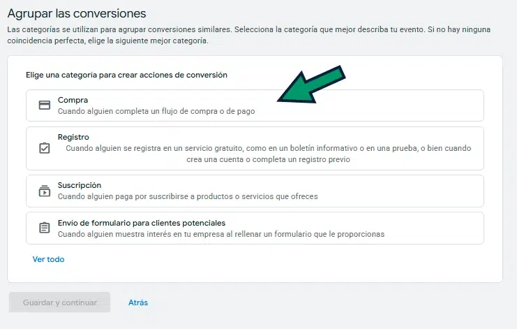 Conversión de compra en Google Ads
