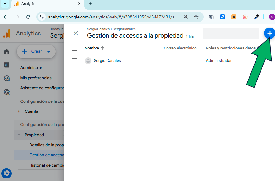 Dar acceso a Google Analytics