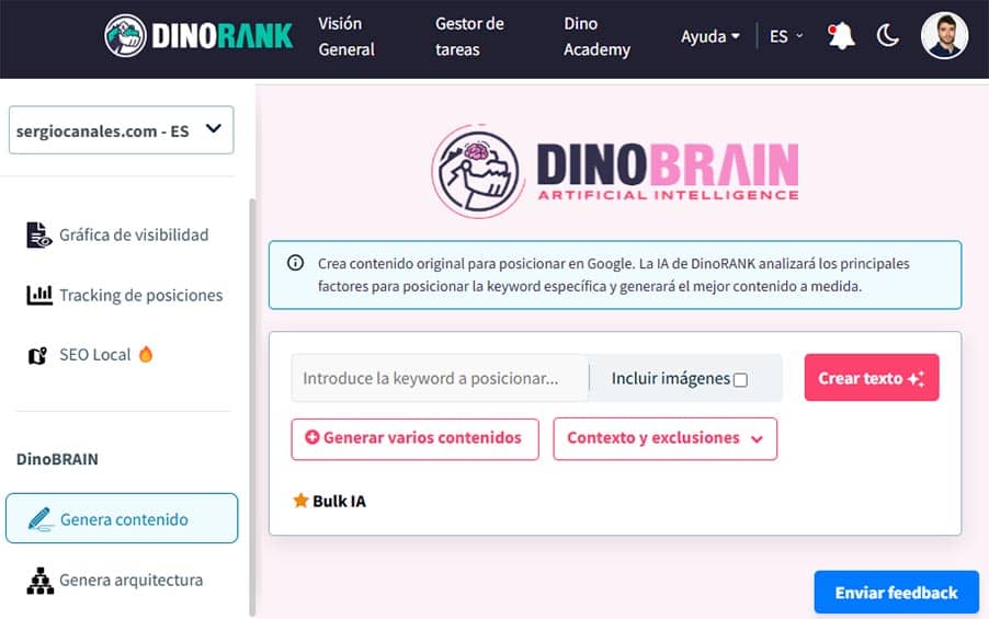Dinobrain herramienta generar textos con ia