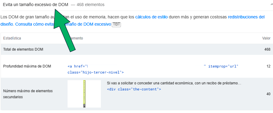 Evita un tamaño excesivo del DOM