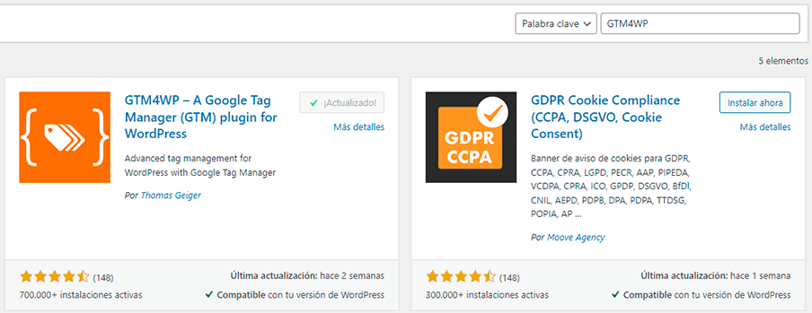 GTM4WP plugin GTM Wordpress
