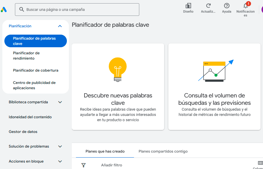 Google Keyword Planner herramienta de SEO gratis