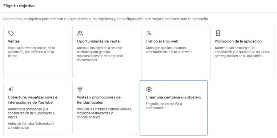 Objetivos en Google Ads