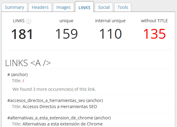 SEO Meta in 1 click pestaña enlaces