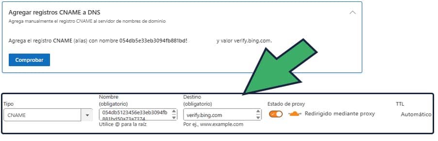 Verificar Bing Webmaster Tools en Cloudflare