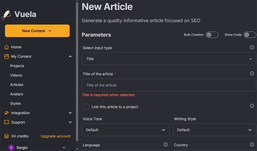 Vuela AI para generación de textos SEO con inteligencia artificial