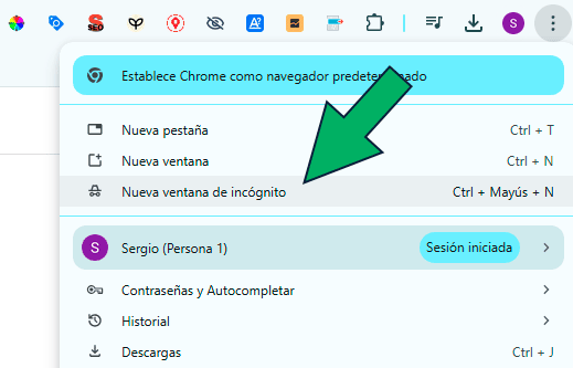 activar búsqueda en incógnito con Google Chrome