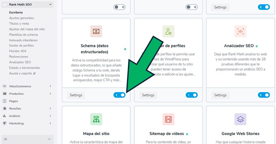 activar datos estructurados en Rankmath