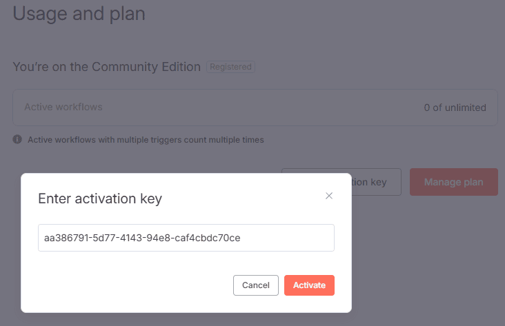activar licencia n8n