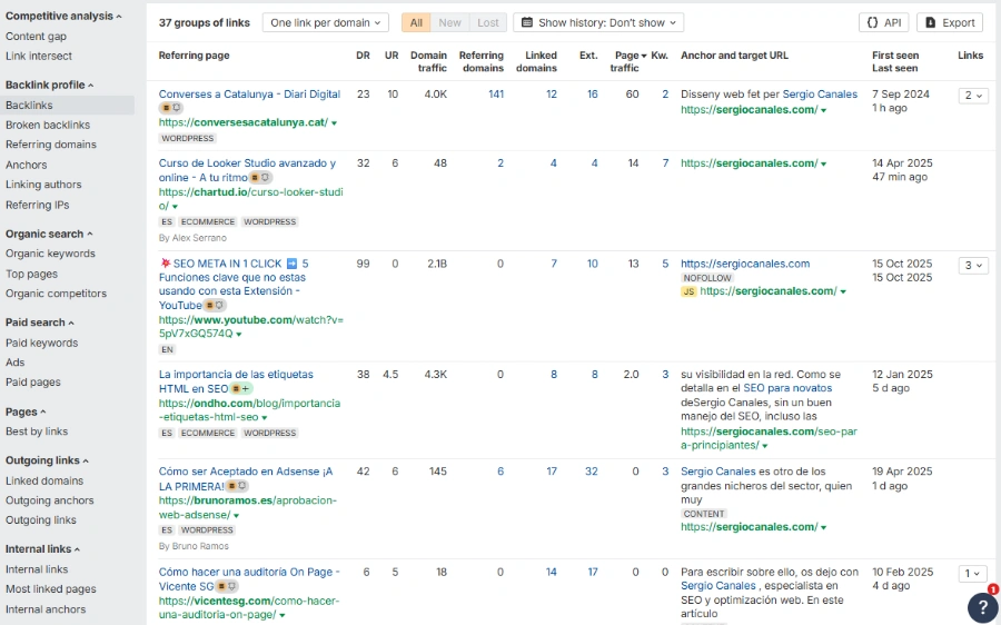 analisis de backlinks con ahrefs
