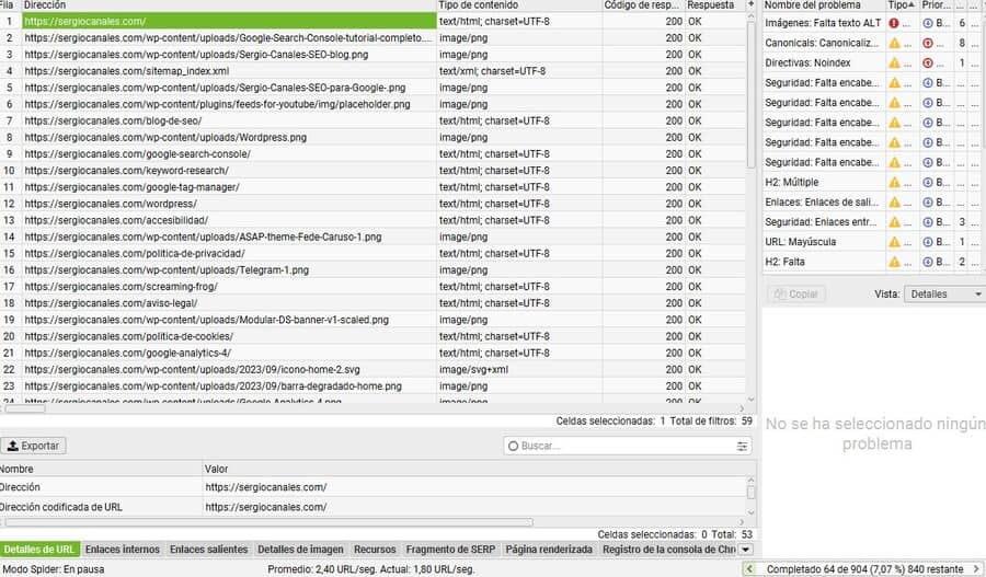 auditoría screaming frog