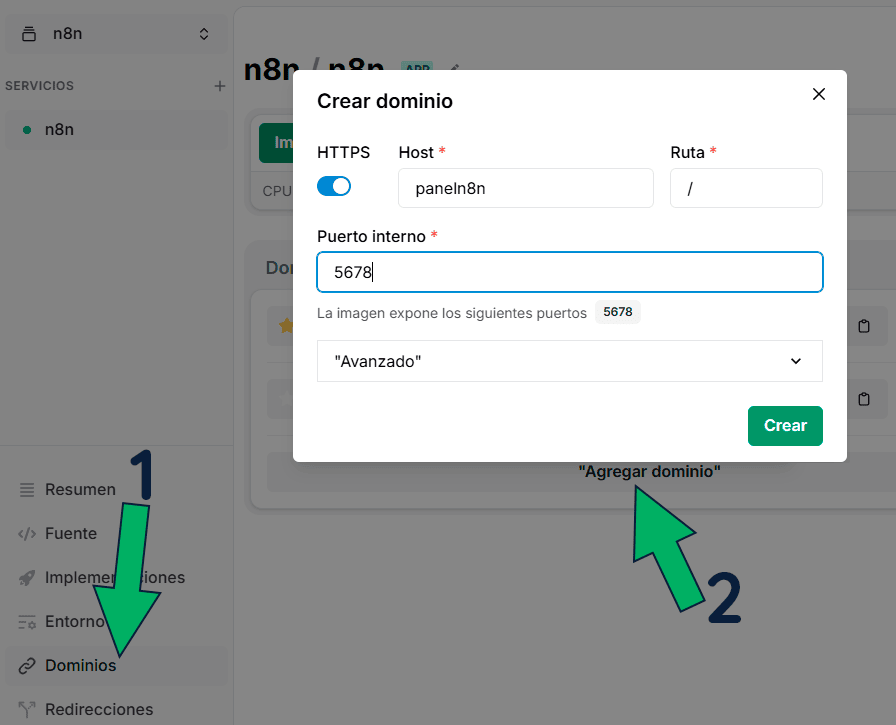 cambiar url de acceso a n8n