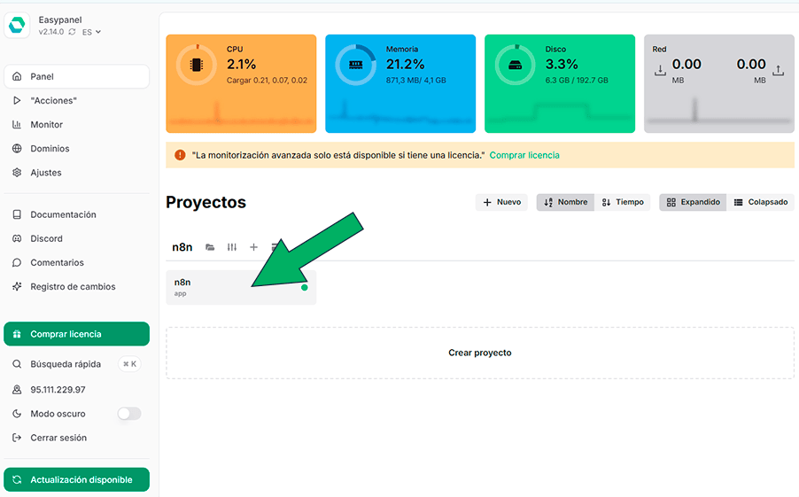 cambiar url de acceso en n8n