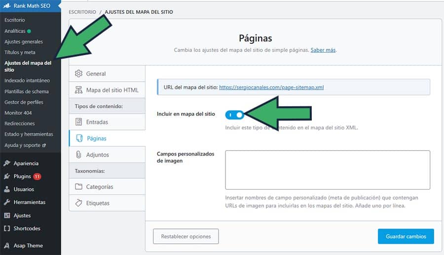 como activar el sitemap para las paginas de tu web