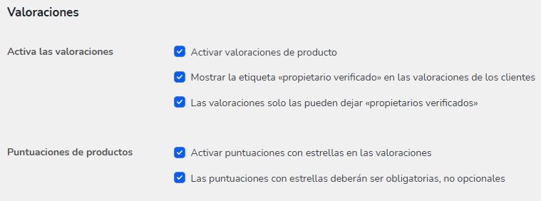 como activar las valoraciones en un woocommerce