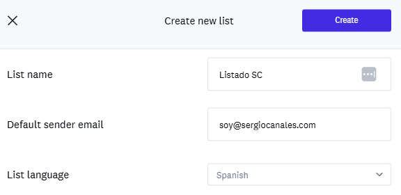 como crear listado de contactos con acumbamail