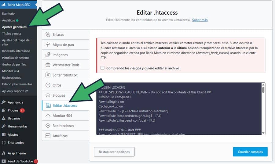 como editar el htaccess en wordpress