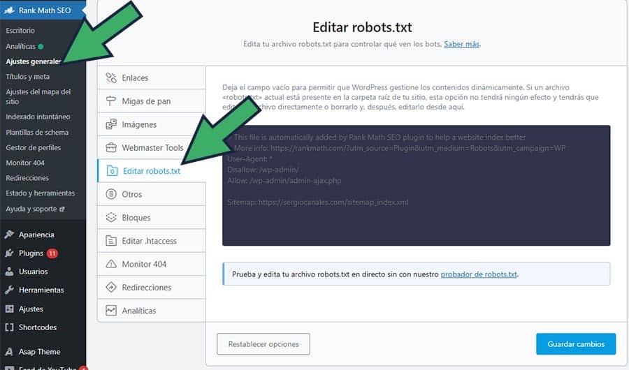 como editar el robots txt en wordpress