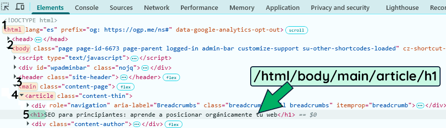 cómo extraer h1 con xpath