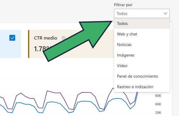 como filtrar en Bing Webmaster Tools