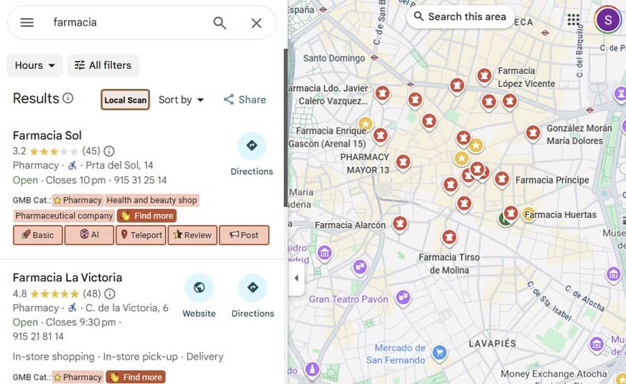 como mostrar mi farmacia en google maps