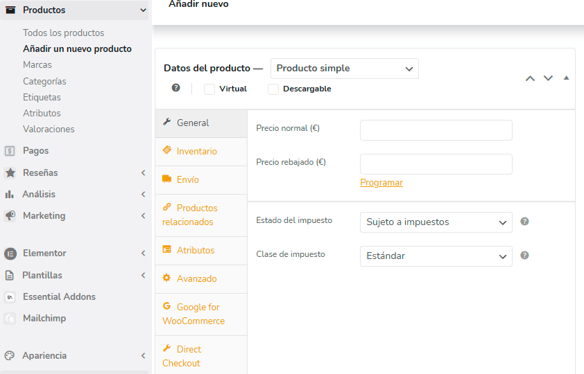 como trabajar las fichas de producto de un WooCommerce