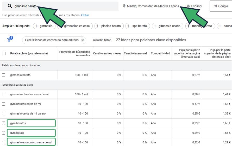 como usar el keyword planner para búsquedas locales