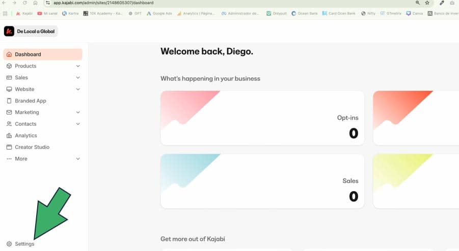 configuracion de dominio en Kajabi