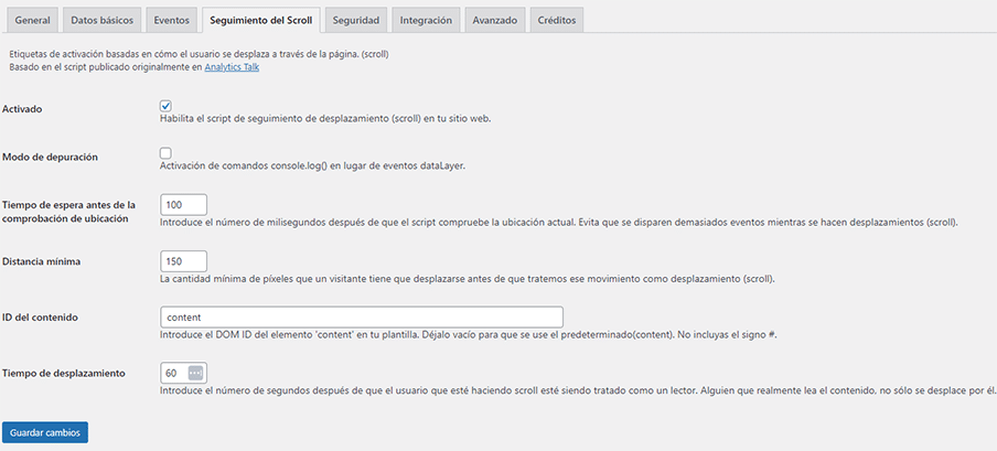 configurar plugin GTM para Wordpress