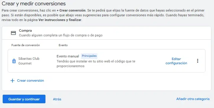 crear conversion de compra en Google Ads