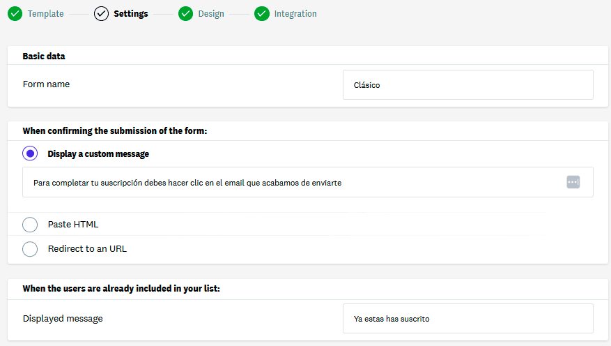 crear formulario de alta en newsletter