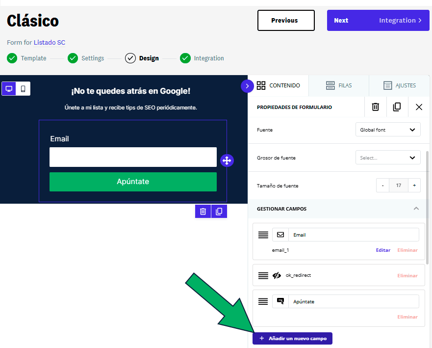 crear formulario de alta en acumbamail