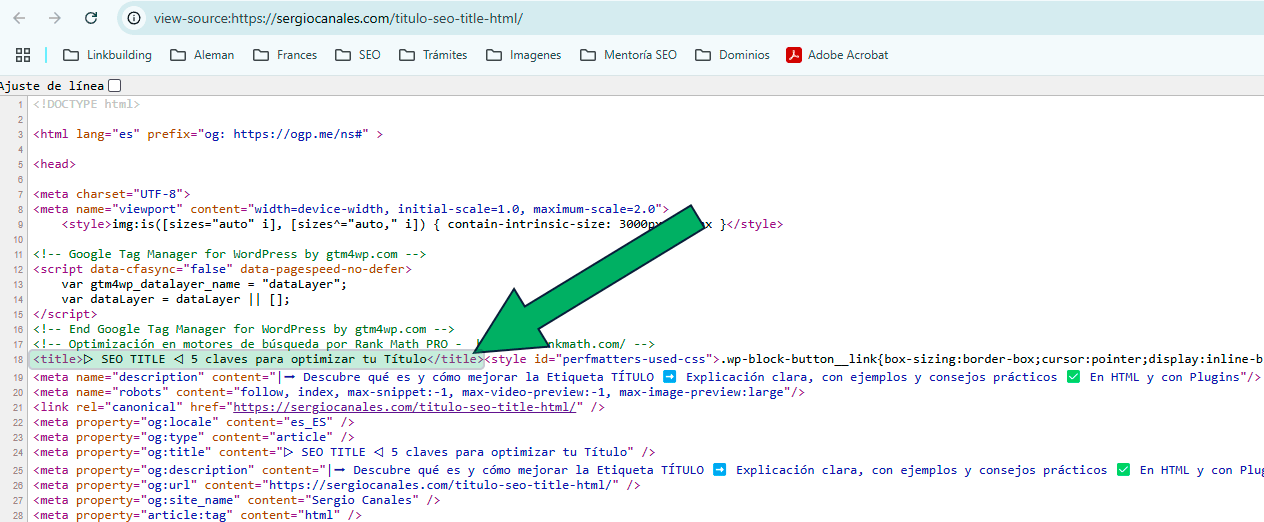 cual es el titulo de una pagina web