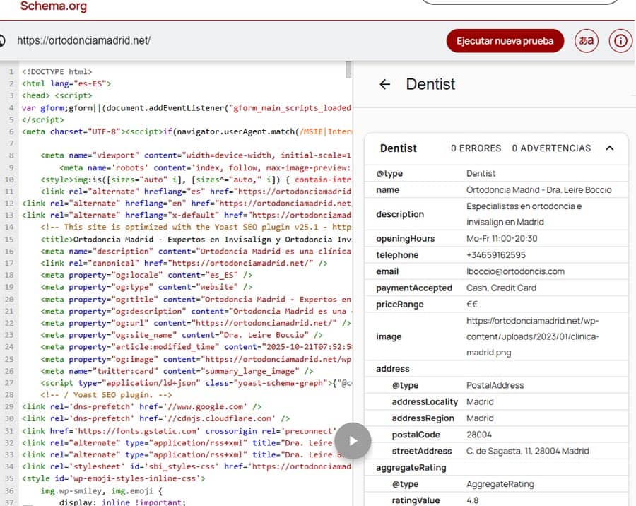 datos estructurados para una clinica dental