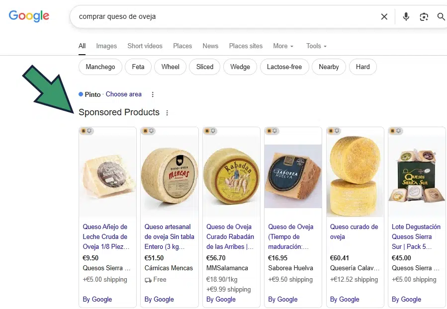 ejemplo de anuncio de shopping de Google Ads