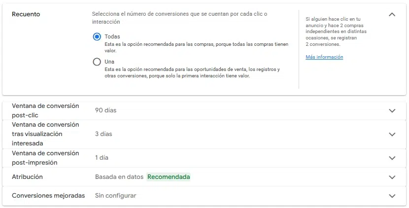 ejemplo de conversion para WooCommerce