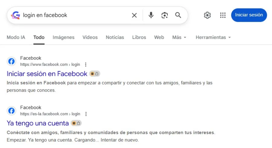 ejemplo de intención de busqueda navegacional