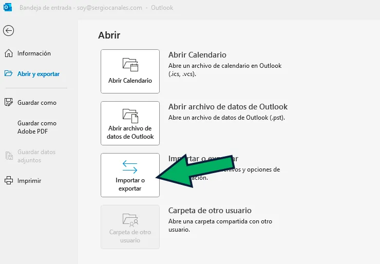 exportar correos con outlook