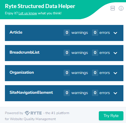 extensión de Ryte Structured Data Helper