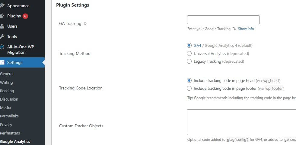 google analytics wordpress plugin