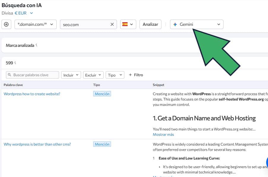 herramienta seo para posicionar en Gemini