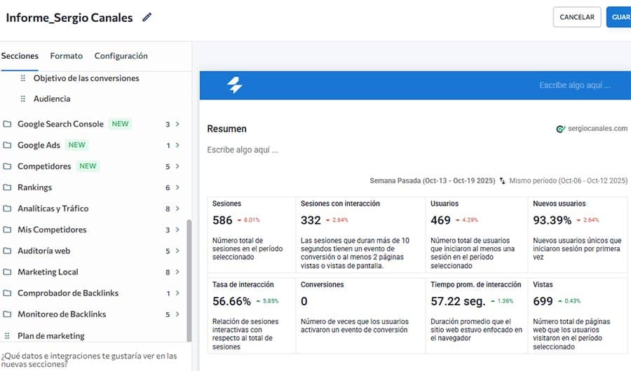 herramienta seo para reportes con clientes