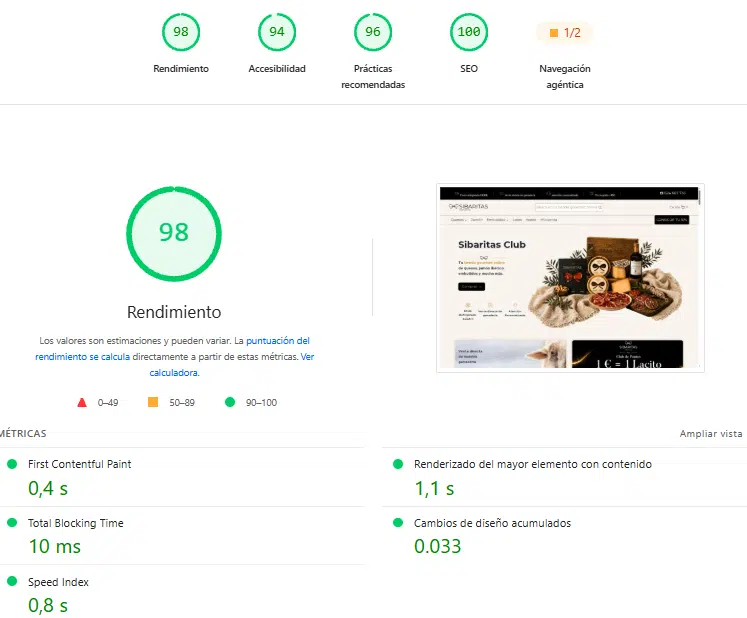 informe page speed en año 2026