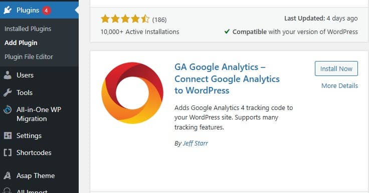 instalar GA4 en Wordpress con plugins