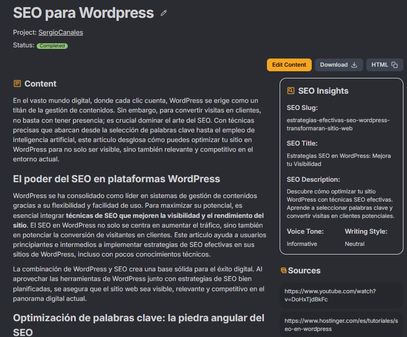 mejor herramienta de textos con IA para SEO