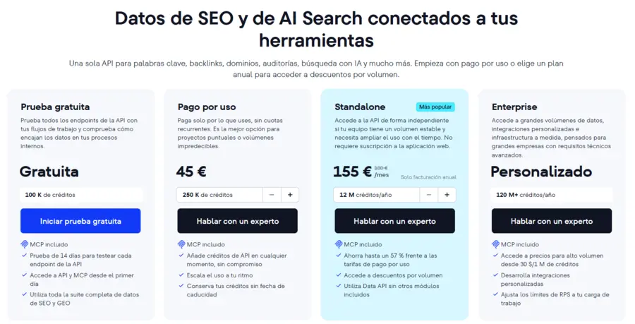 precio APIS de SEO