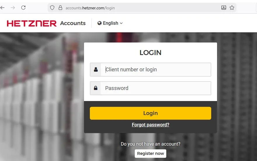 registrarse en Hetzner