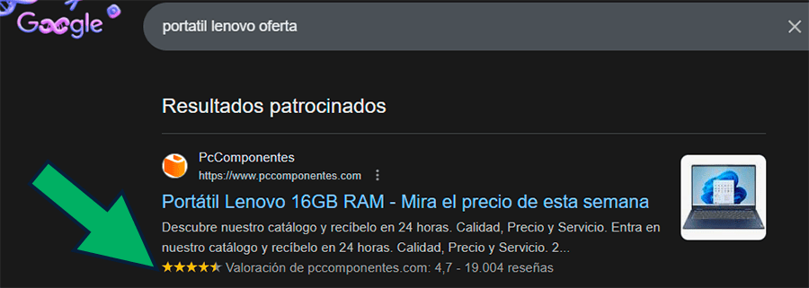 rich snippets de un ecommerce