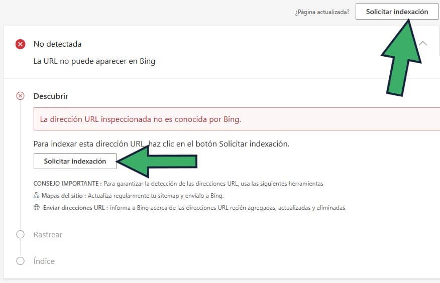 solicitar indexacion en bing