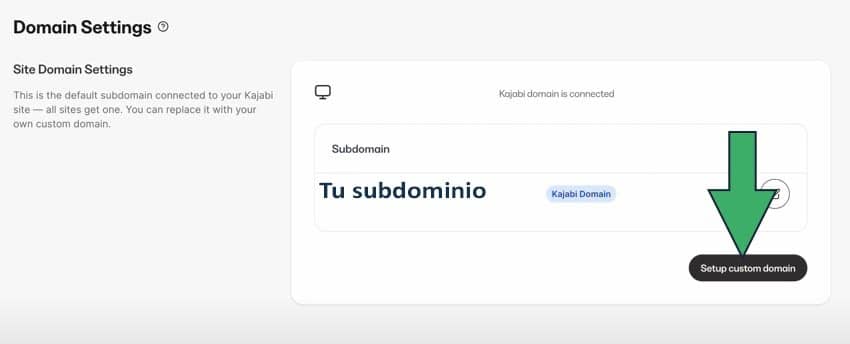 trabajar con subdominio de Kajabi